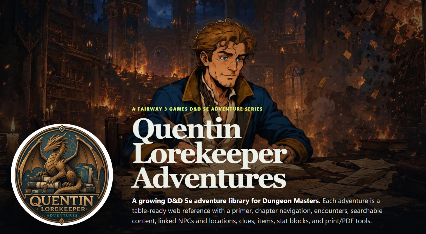 Preview of Quentin Lorekeeper Adventures
