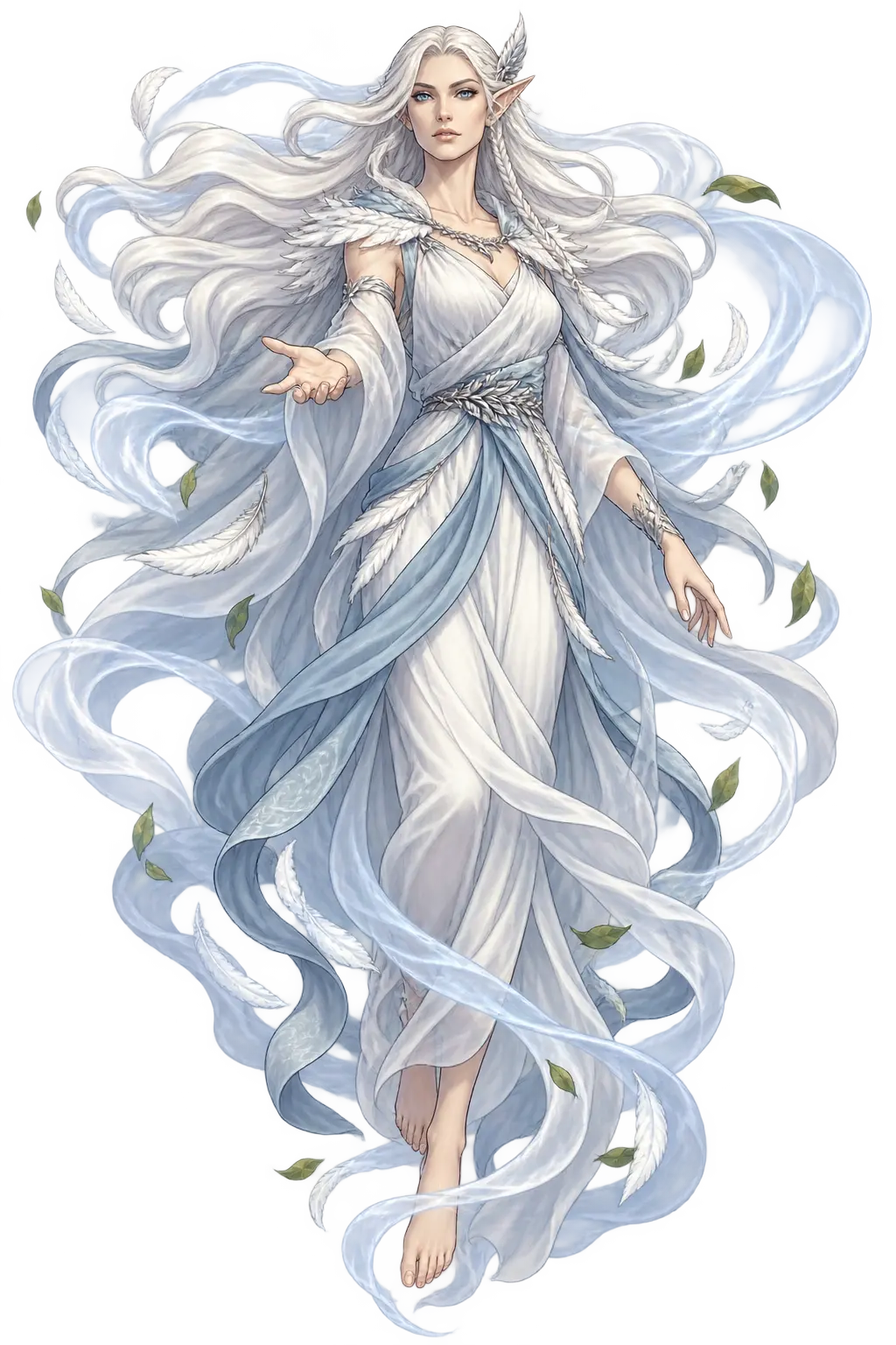 Aerdrie Faenya’s silver-mist avatar extending one hand